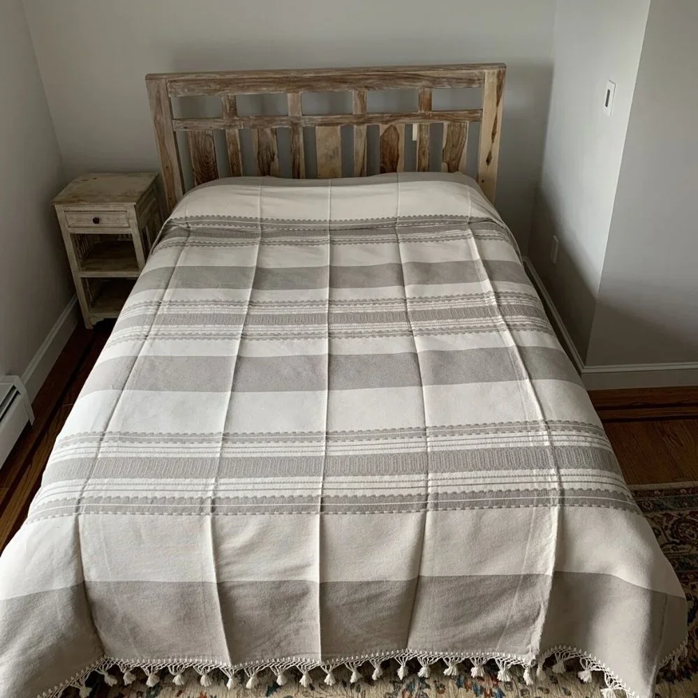 Hand Loom Queen Size Cotton Bedspread.